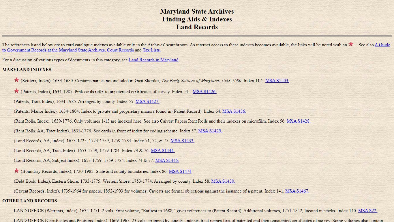 Land Records at the Maryland State Archives
